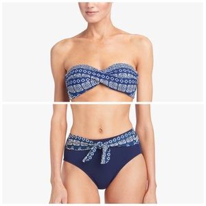 NEW ROBIN PICCONE ISLA BANDEAU BIKINI TOP & ISLA HIGH WAIST TIE BIKINI SMALL
